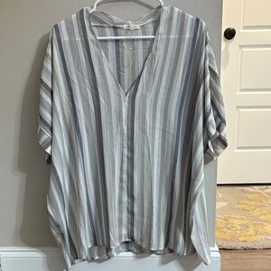 JODIFL Gray and White Striped Blouse
